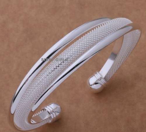 Charming 925 Sterling Silver Cuff Bangle/Bracelet Imported Filled Jewelry