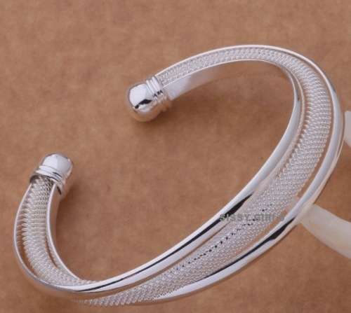 Charming 925 Sterling Silver Cuff Bangle/Bracelet Imported Filled Jewelry