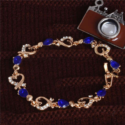Cute 18ct Rolled Yellow Gold Austrian Crystal Flower Tennis Bracelet