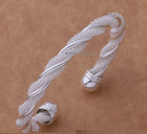Charming 925 Sterling Silver Cuff Bangle/Bracelet Imported Filled Jewelry