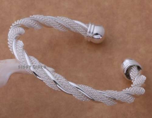 Charming 925 Sterling Silver Cuff Bangle/Bracelet Imported Filled Jewelry