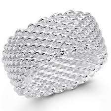 925 Sterling Silver Unisex Mesh Ring with 925 Marking Imported Filled Jewelry