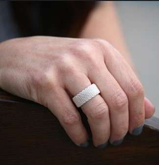 925 Sterling Silver Unisex Mesh Ring with 925 Marking Imported Filled Jewelry