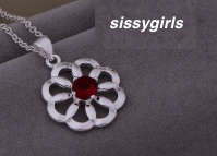 Adorable Sim Red Garnet in 925 Sterling Silver Pendant with Matching Chain Imported  Filled Jewelry