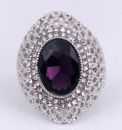 POSH sim Amethyst Set in 925 Sterling Silver Ring Imported Filled jewelry