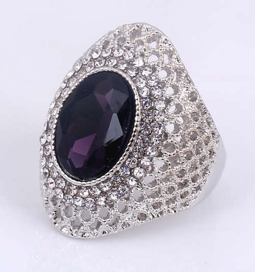 POSH sim Amethyst Set in 925 Sterling Silver Ring Imported Filled jewelry