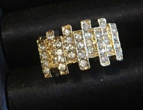 Gorgeous Sim Diamonds Set in 18ct Yellow Rolled Gold Imported Ring