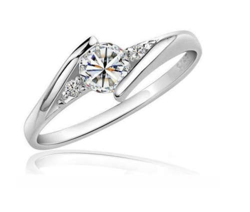 Adorable Sim Diamond in 925 Sterling Silver Ring imported Filled