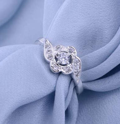 Gorgeous Diamante Set in 925 Sterling Silver Ring Imported Filled Jewelry
