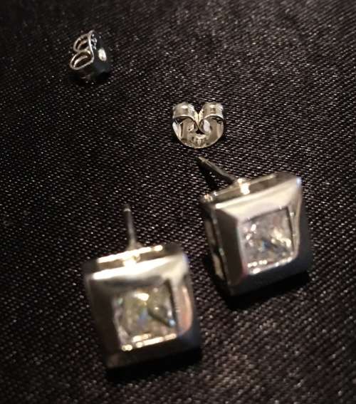 Charming Diamante Set in 925 Sterling Silver Earrings Imported Filled Jewelry