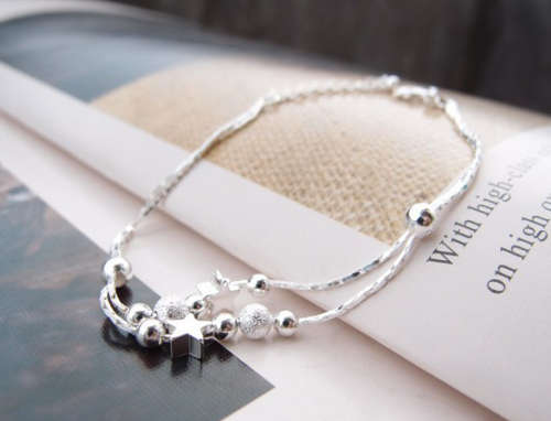 Sexy and Sassy New Fashion 925 Sterling Silver Beads Star Charm Bracelets imported filled Jewelr