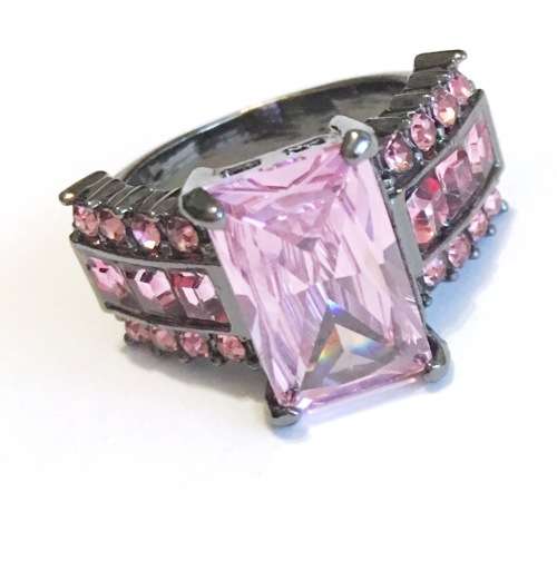 Classy Sim Pink Topaz Set in 14ct Black Gold Filled Imported Ring