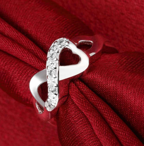 Dainty & Sexy Swarovski Crystals in 925 Sterling Silver Infinity Ring Imported Filled Jewelry