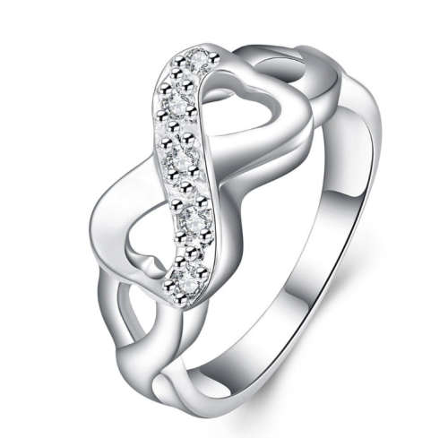 Dainty & Sexy Swarovski Crystals in 925 Sterling Silver Infinity Ring Imported Filled Jewelry