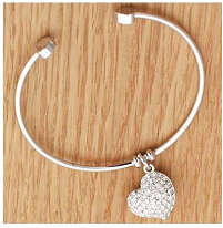 Dazzling Sim Diamonds Set in 925 Sterling Silver Bangle Imported Filled Jewelry
