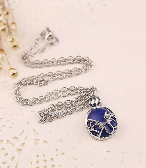 Dazzling Imported  Blue Gemstone Pendant with Matching Neck Chain