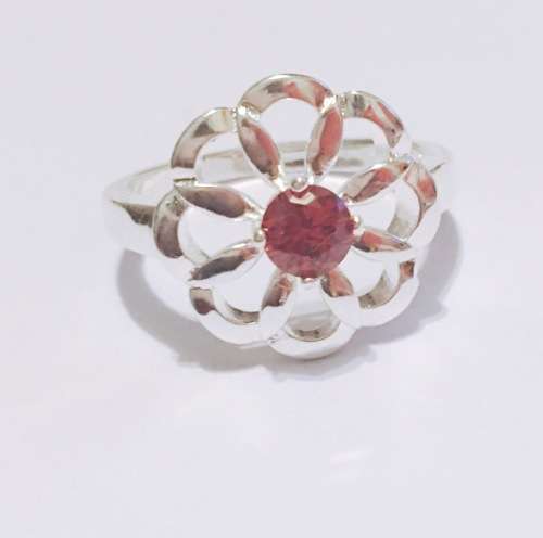 Shiny Cr. Garnet Set in 925 Sterling Silver Imported Filled Ring