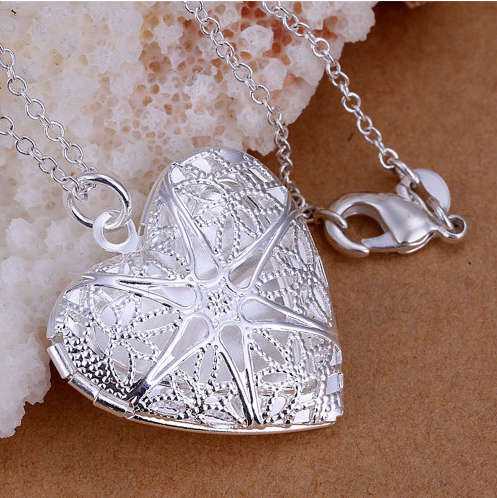 Sparkling Heart Shape Locket with 925 Sterling Silver Imported Filled Neck Chain