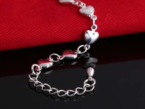 Amazing 925 Sterling Silver Petite Heart Shape Bracelet Imported Filled Jewelry