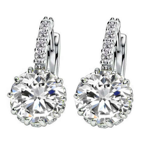 Awesome Diamante  Set in 18ct Platinum Gold Imported Filled Earrings