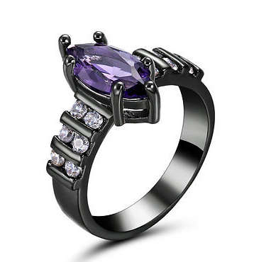 Posh Sim Purple Amethyst Set in 14ct Black Gold Filled Imported Ring