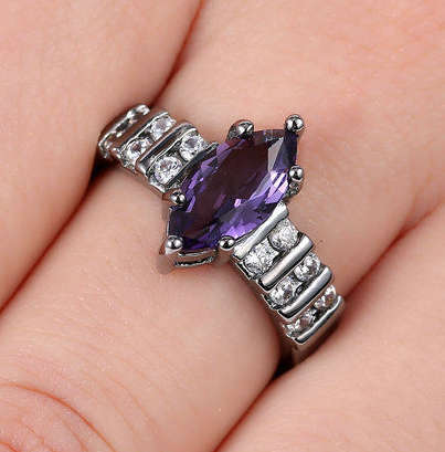 Posh Sim Purple Amethyst Set in 14ct Black Gold Filled Imported Ring