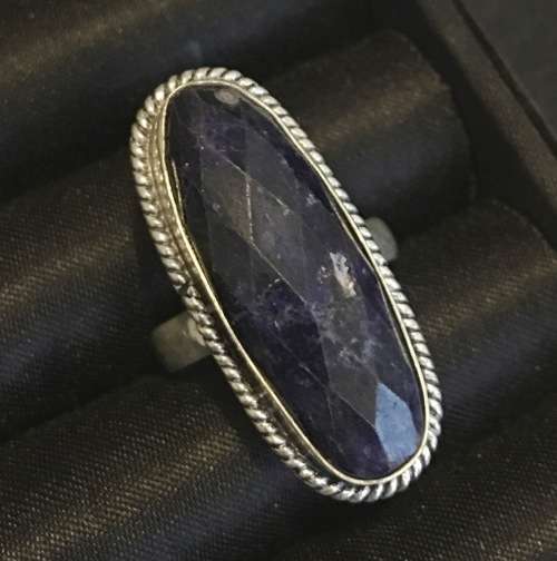 Pretty 925 Sterling Silver Imported Filled Gemstone Ring with 925 Marking