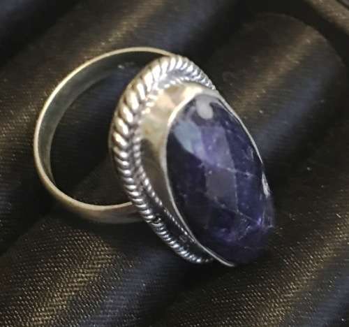 Pretty 925 Sterling Silver Imported Filled Gemstone Ring with 925 Marking