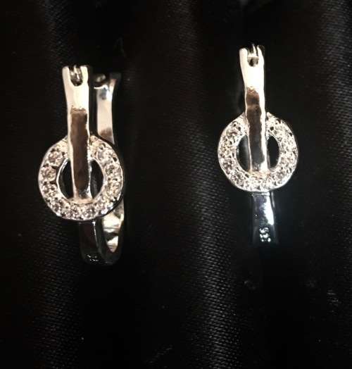 Attractive Diamante Set in 925 Sterling Silver Imported Filled Earrings with 925 Marking