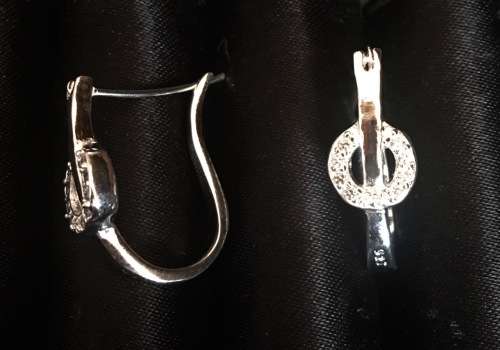 Attractive Diamante Set in 925 Sterling Silver Imported Filled Earrings with 925 Marking