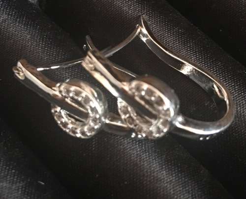 Attractive Diamante Set in 925 Sterling Silver Imported Filled Earrings with 925 Marking