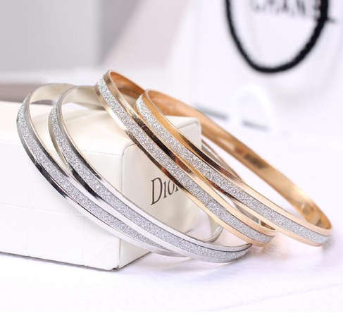 Gorgeous 6mm Imported 2 x Silver or Gold Plated Glitter Bangles