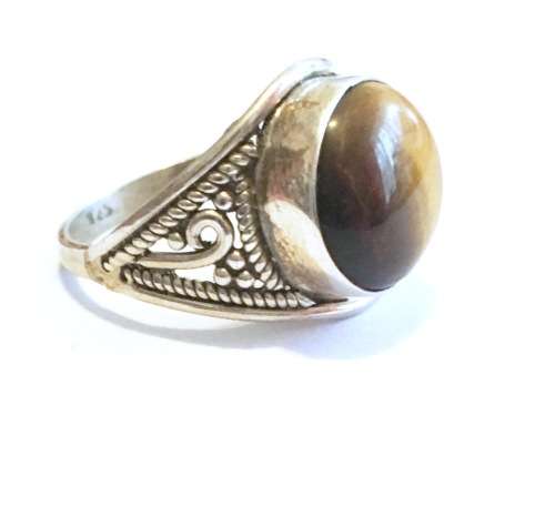 Stylish Tiger Eye Gemstone Set in Genuine 925 Sterling Silver Imported Ring
