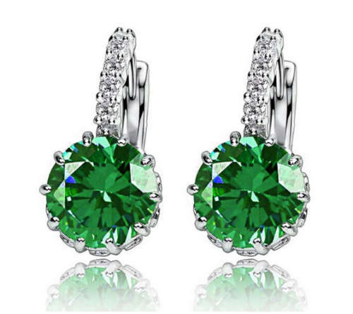 Gorgeous Cr. Green Amethyst Set in 925 Sterling Silver Earrings Imported Filled Jewelry