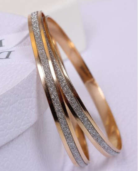 Gorgeous 6mm Imported 2 x Silver or Gold Plated Glitter Bangles