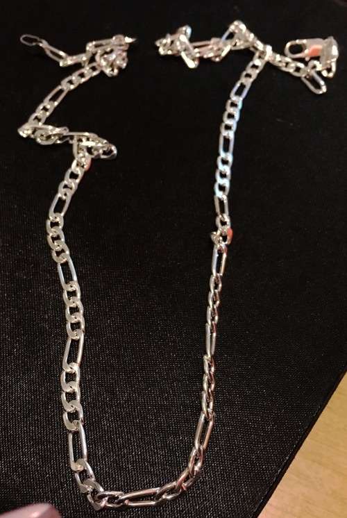 Fancy Unisex 925 Sterling Silver Imported Filled Figaro Chain with 925 Marking