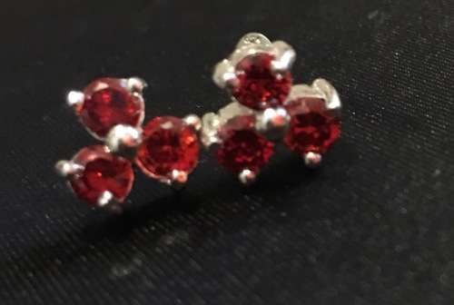 Elegant Red Topaz Crystals set in 925 Sterling Silver Earrings with 925 Marking