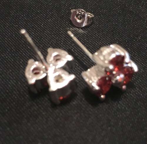 Elegant Red Topaz Crystals set in 925 Sterling Silver Earrings with 925 Marking