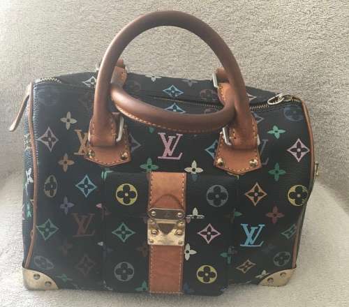 GENUINE Authentic  LOUIS VUITTON Speedy  Hand bag Monogram Multicolor Noir M92642