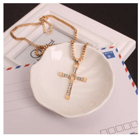 Stylish Sim Diamonds Set in 18ct Unisex Yellow Gold Filled Cross with Matching Neck Chain