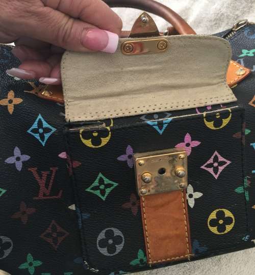 GENUINE Authentic  LOUIS VUITTON Speedy  Hand bag Monogram Multicolor Noir M92642