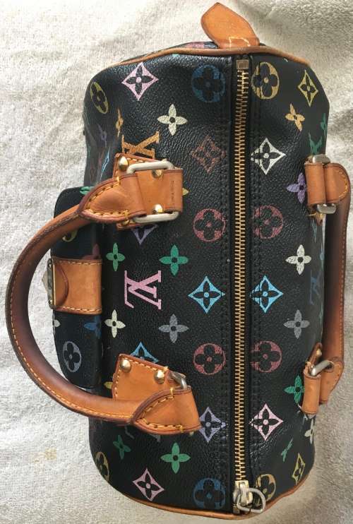 GENUINE Authentic  LOUIS VUITTON Speedy  Hand bag Monogram Multicolor Noir M92642