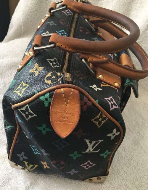 GENUINE Authentic  LOUIS VUITTON Speedy  Hand bag Monogram Multicolor Noir M92642