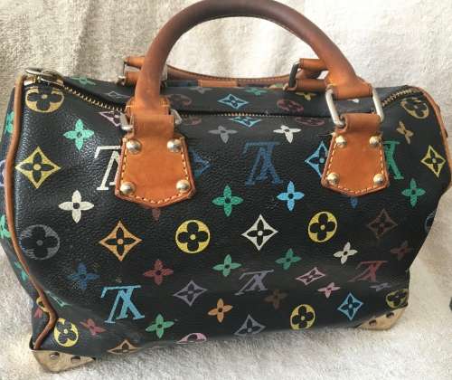 GENUINE Authentic  LOUIS VUITTON Speedy  Hand bag Monogram Multicolor Noir M92642