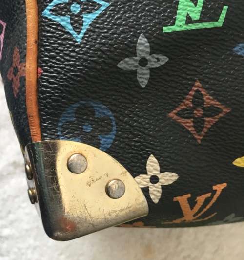 GENUINE Authentic  LOUIS VUITTON Speedy  Hand bag Monogram Multicolor Noir M92642