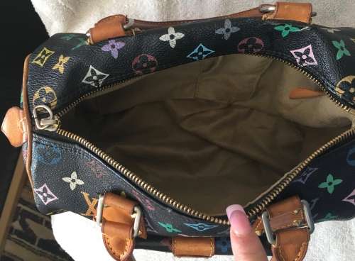 GENUINE Authentic  LOUIS VUITTON Speedy  Hand bag Monogram Multicolor Noir M92642