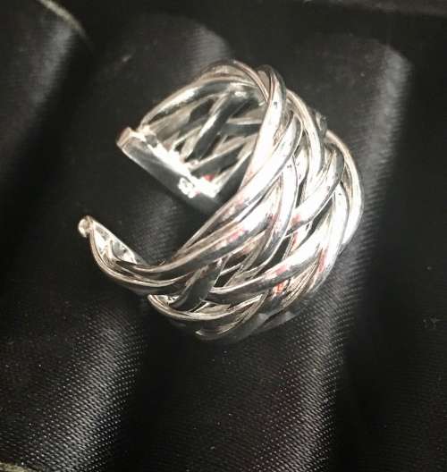 Charming Woven 925 Sterling Silver Imported Filled Cuff Ring with 925 Marking