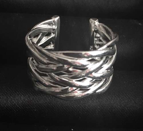 Charming Woven 925 Sterling Silver Imported Filled Cuff Ring with 925 Marking