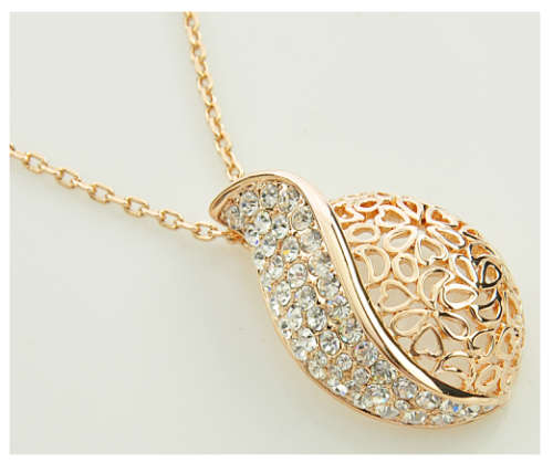 Sparkling Diamante Set in 9ct Yellow Rolled Gold Imported Neck Chain