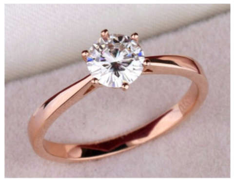 Elegant Cr.Diamond  Set in 18ct Rose Gold Imported Filled Ring